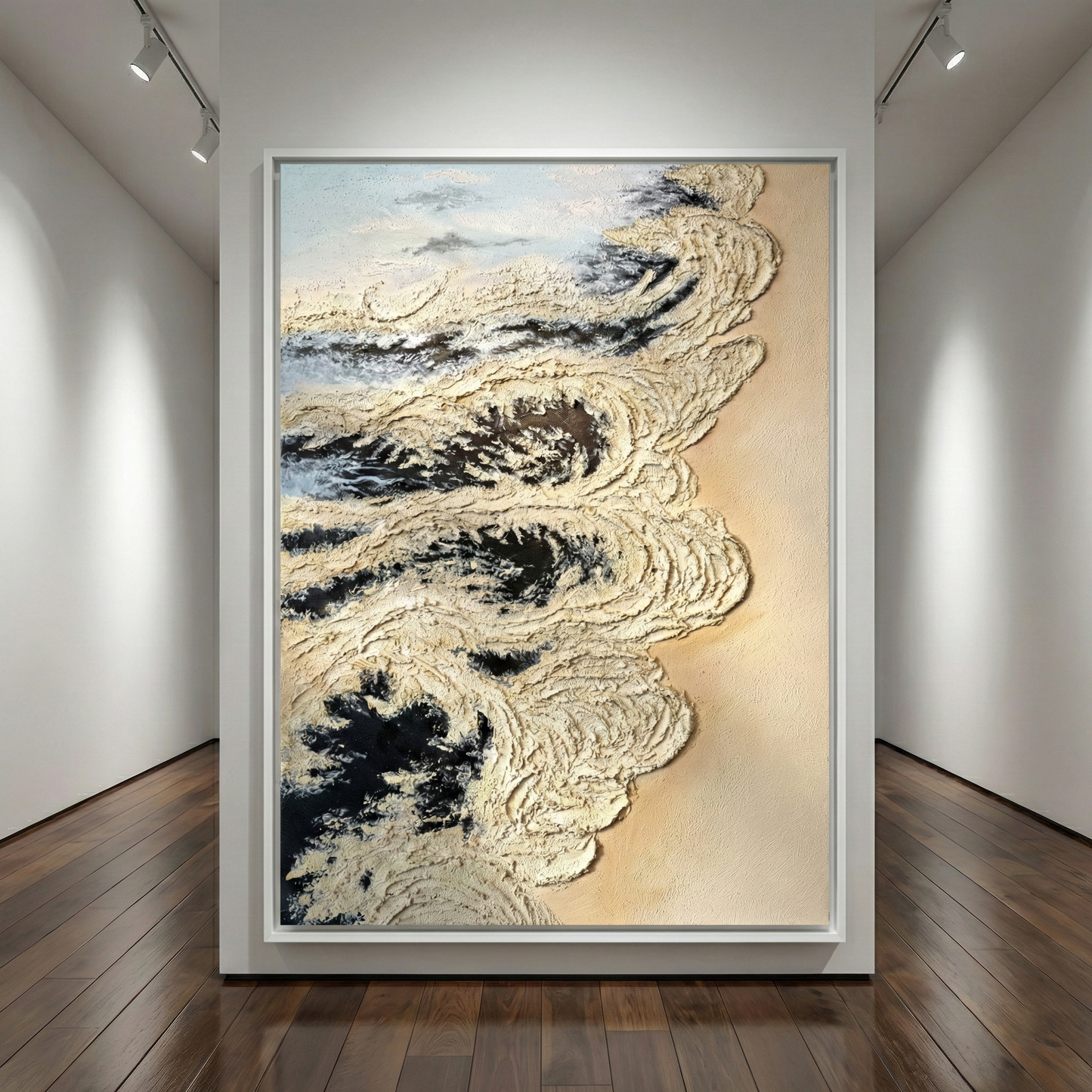 Calcified Meridian displayed in a minimal gallery hallway
