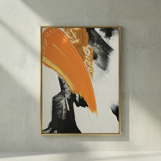 The Terra terracotta, black and white abstract impasto wall art