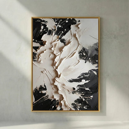 The Void black, white and cream heavy texture abstract wall art
