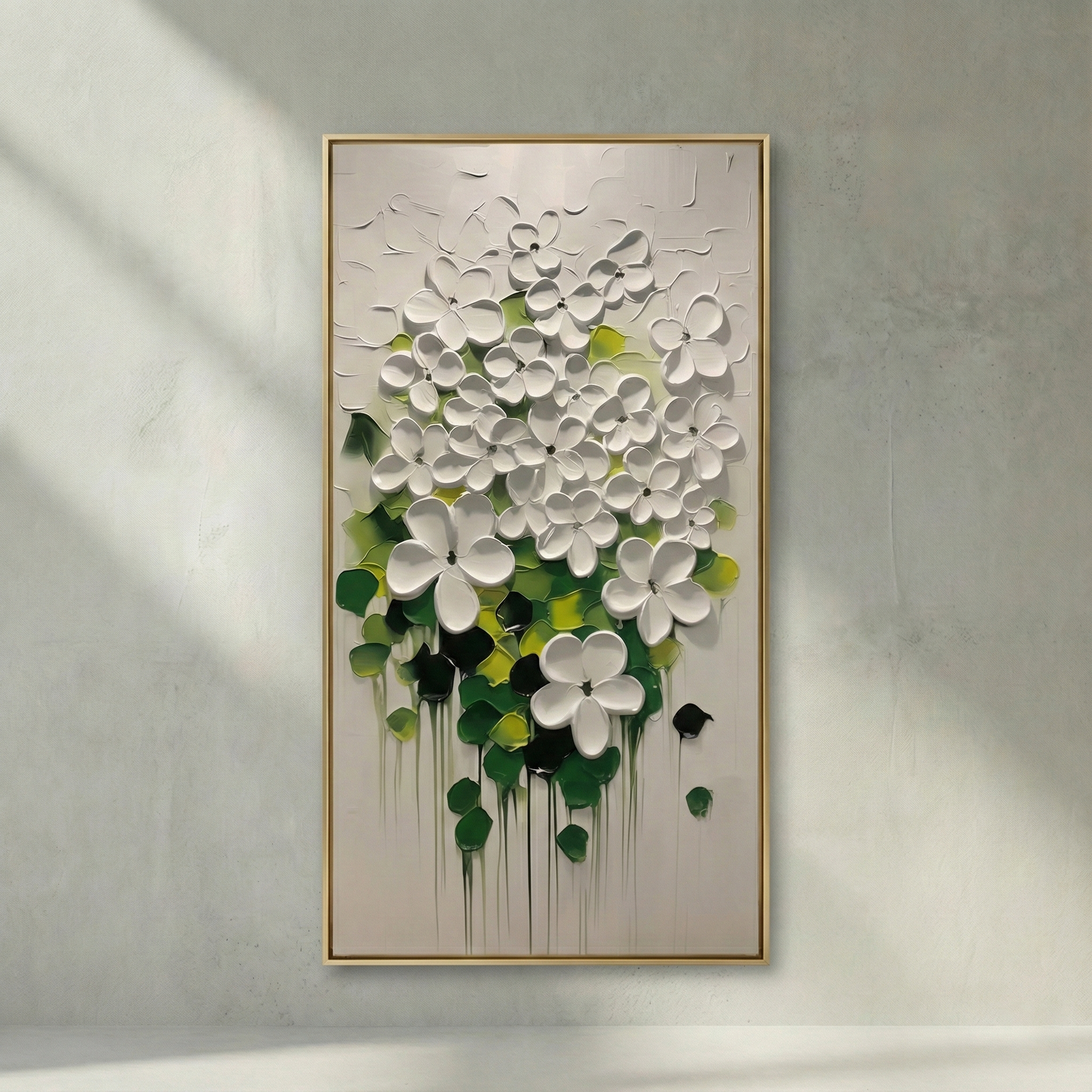 Lumina Sculpted Flora white and green floral relief wall art