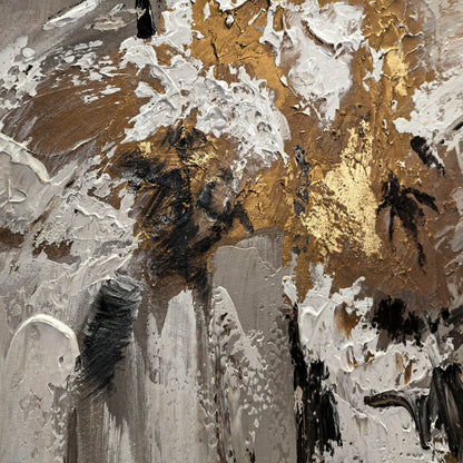 Detail of Aeterna ochre, charcoal and cream painted texture