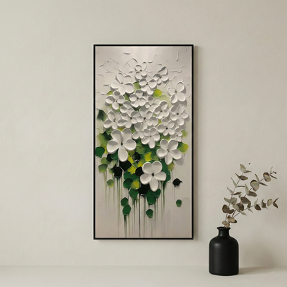 Lumina Sculpted Flora beside a black vase in a light living space