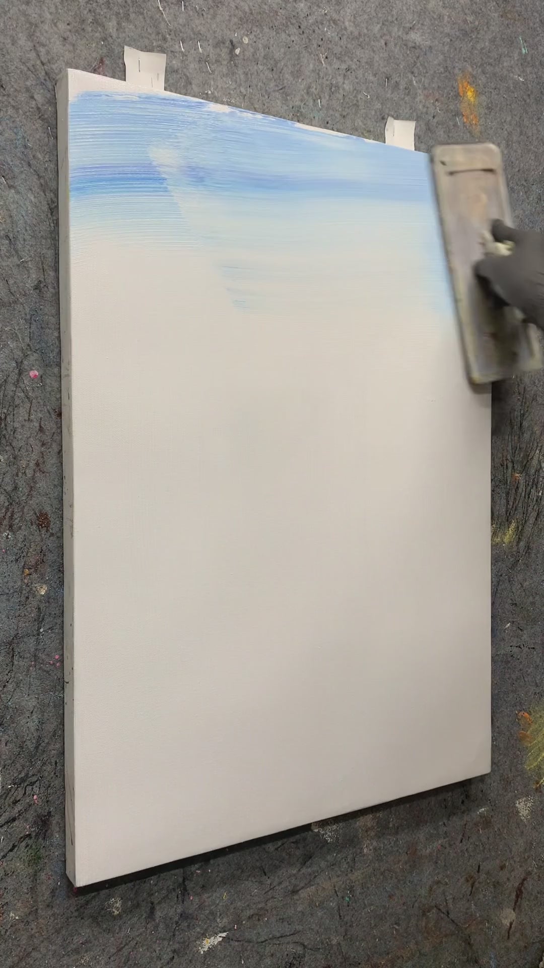 Painting snow-covered mountains, lake and small boat, followed by texture details and the finished artwork