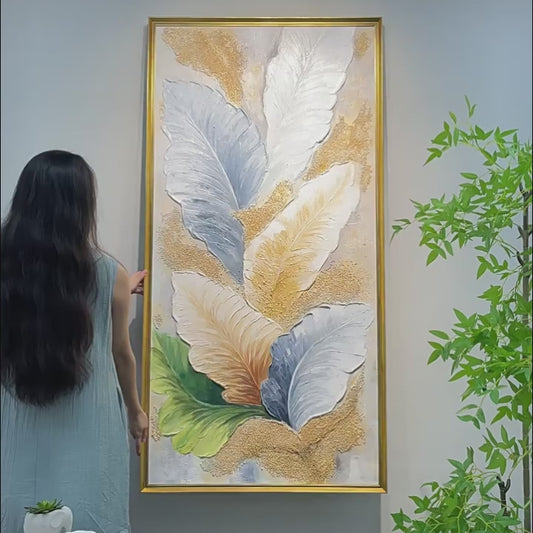 The Aurea Canopy blue, cream and ochre handmade leaf texture video