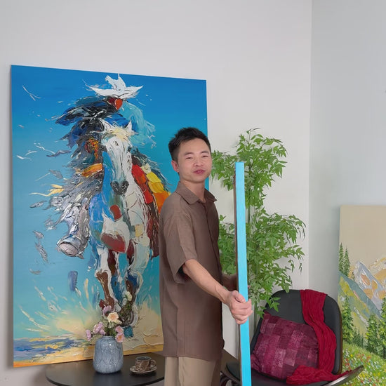 Workshop video showing the sunset boat painting turning from its side to a full frontal view.