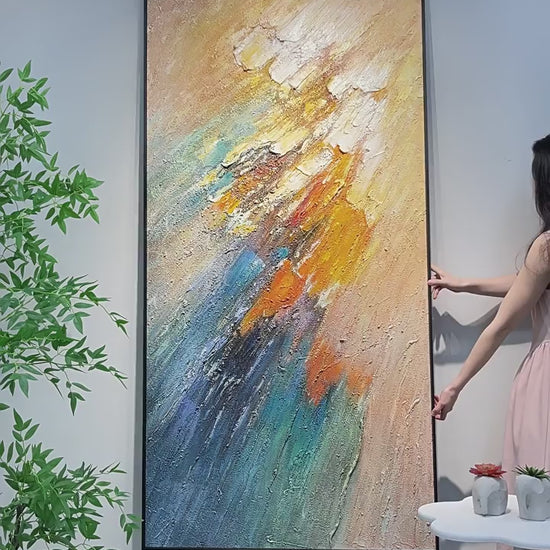 Meridian Strata blue, ochre and cream handmade texture video