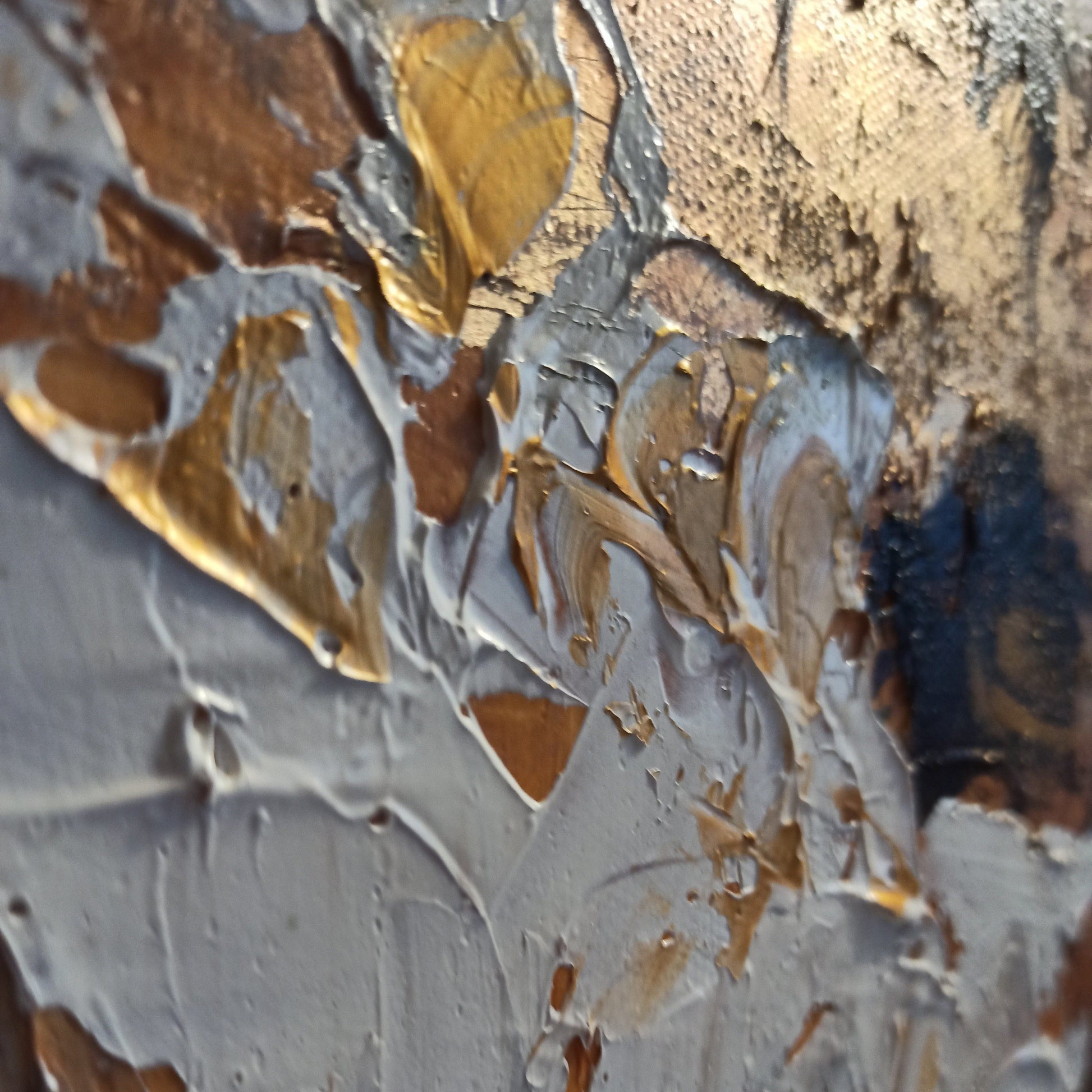 Close view of Aeterna layered gray and metallic-look texture